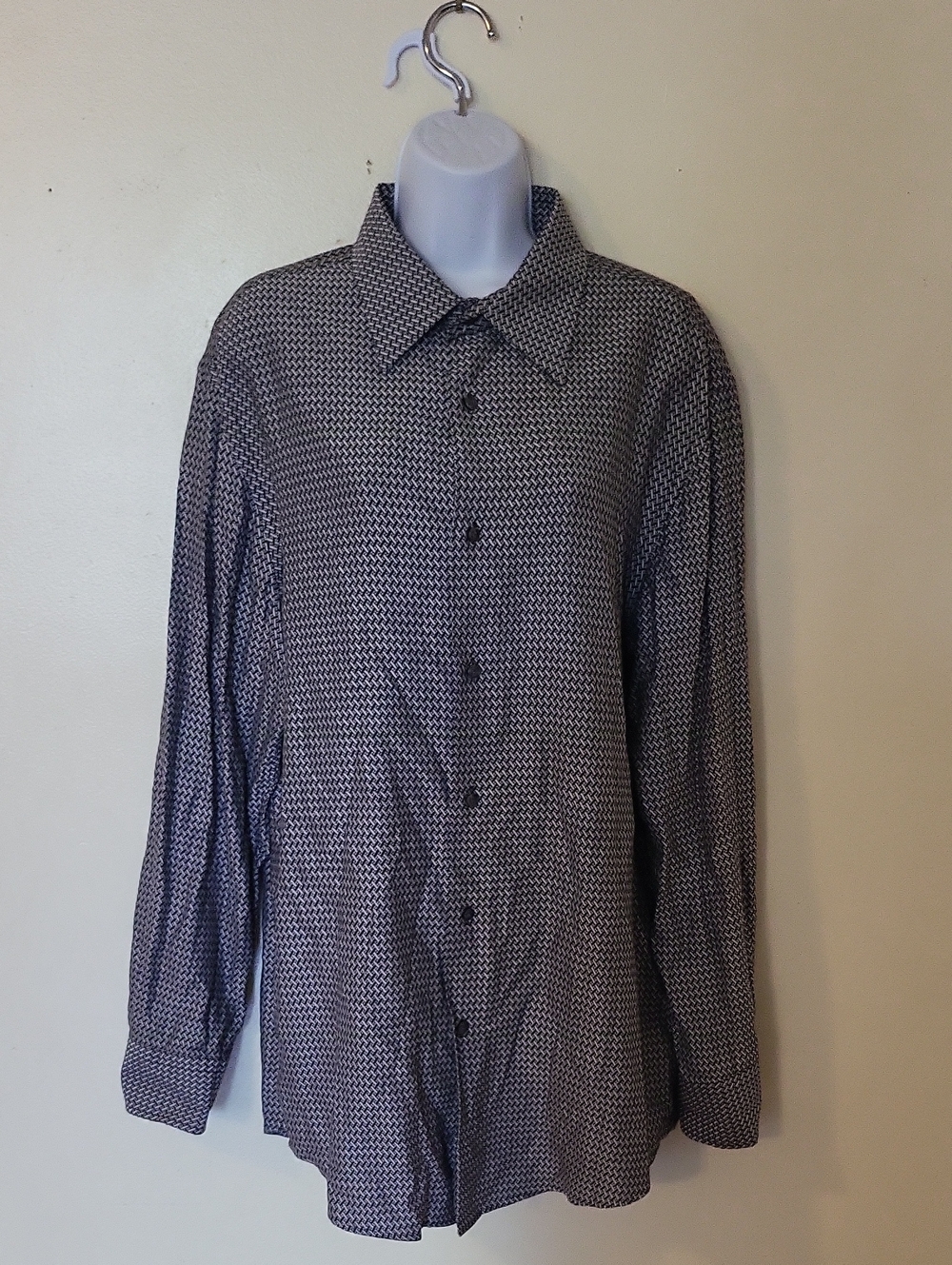 Men's Lightweight Black & White Patterned Shirt Jacket